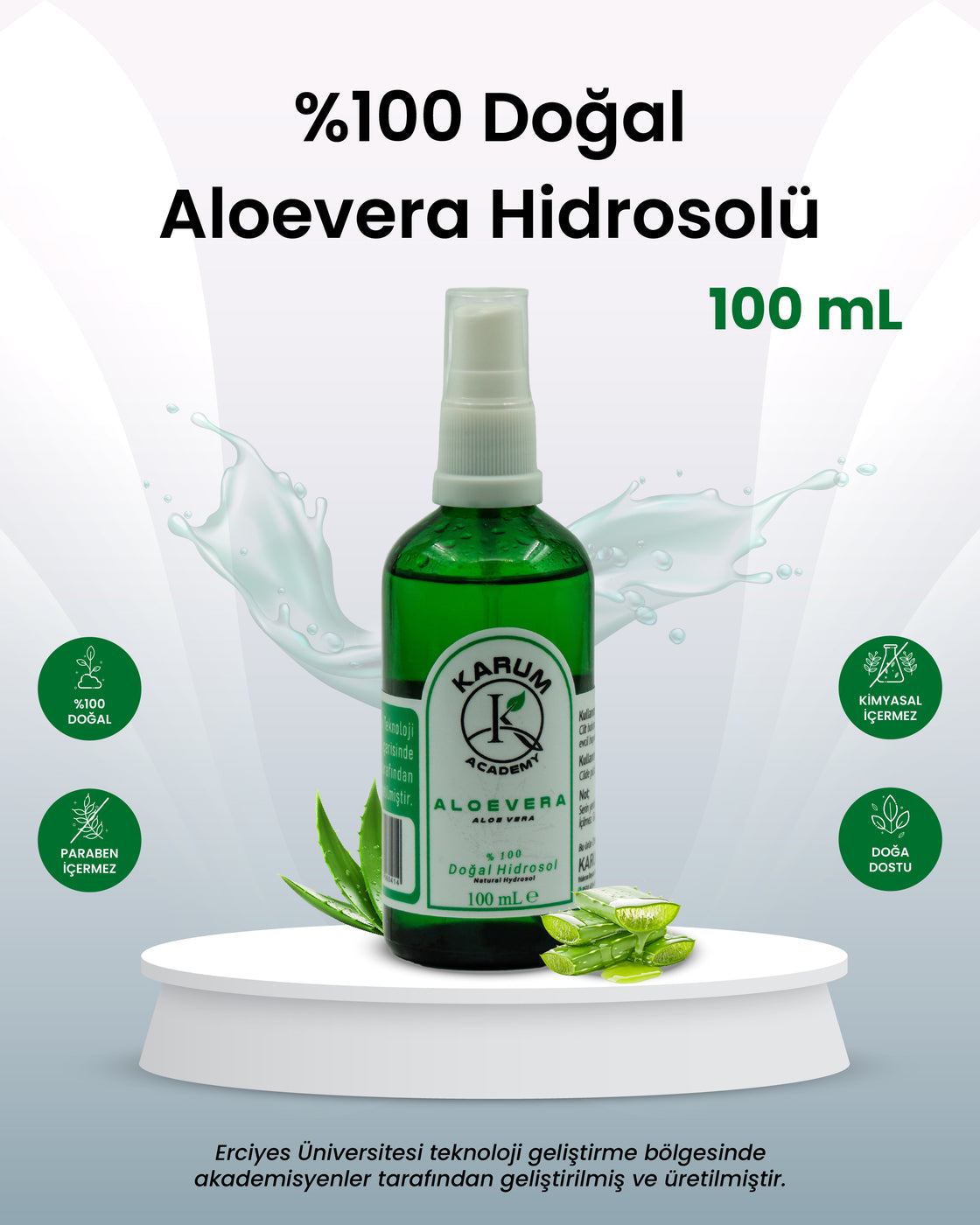 AloeVera Hidrosolü  %100 Doğal & Saf Bitki Suyu 100ml