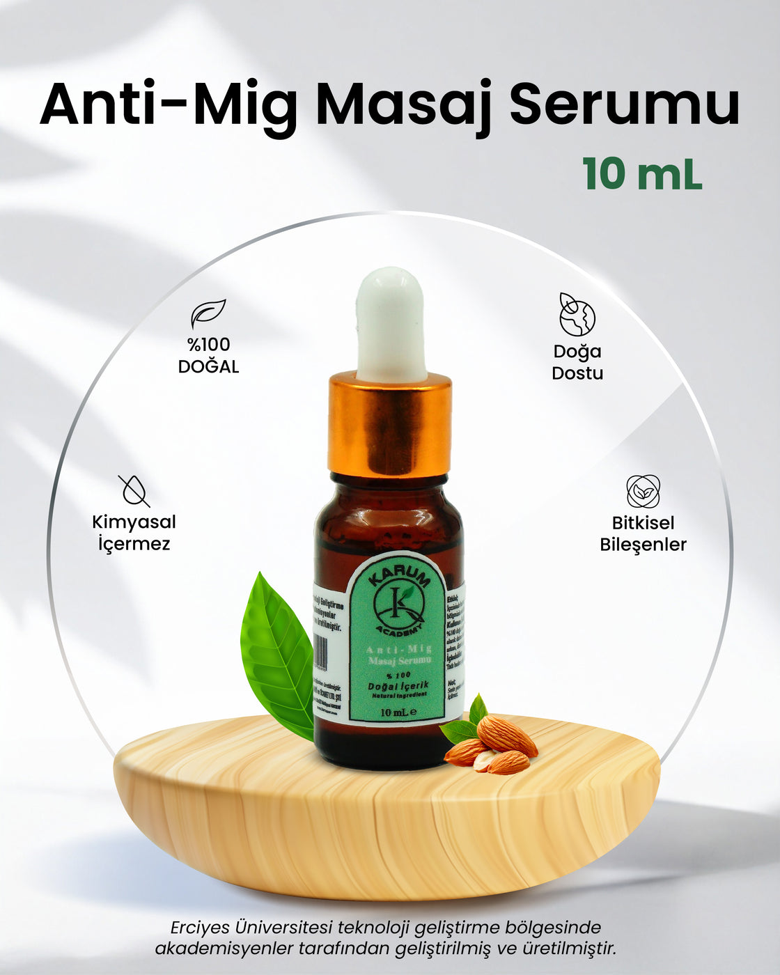 Aromaterapi-Sinerji %100 Doğal Cam Damlalıklı (Zihnini hafiflet. Ağrıyı doğayla yumuşat) Anti-Mig Masaj Serumu