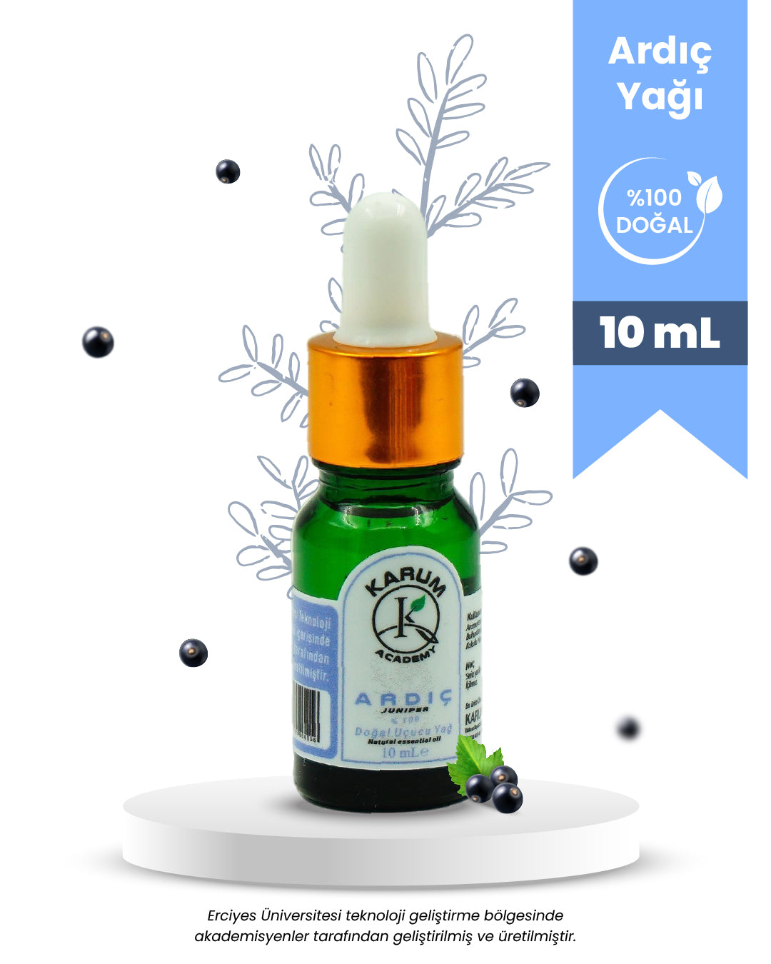 Aromaterapi %100 Doğal Cam Damlalıklı (Arınmanın ve Dengenin Doğal Gücü) Ardıç Uçucu Yağ 10ml