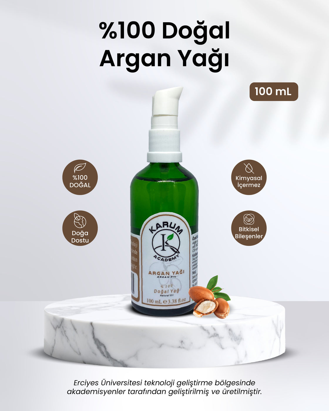 Karum Academy Argan Yağı – %100 Saf, Soğuk Sıkım & Doğal Güzellik İksiri 100 ml