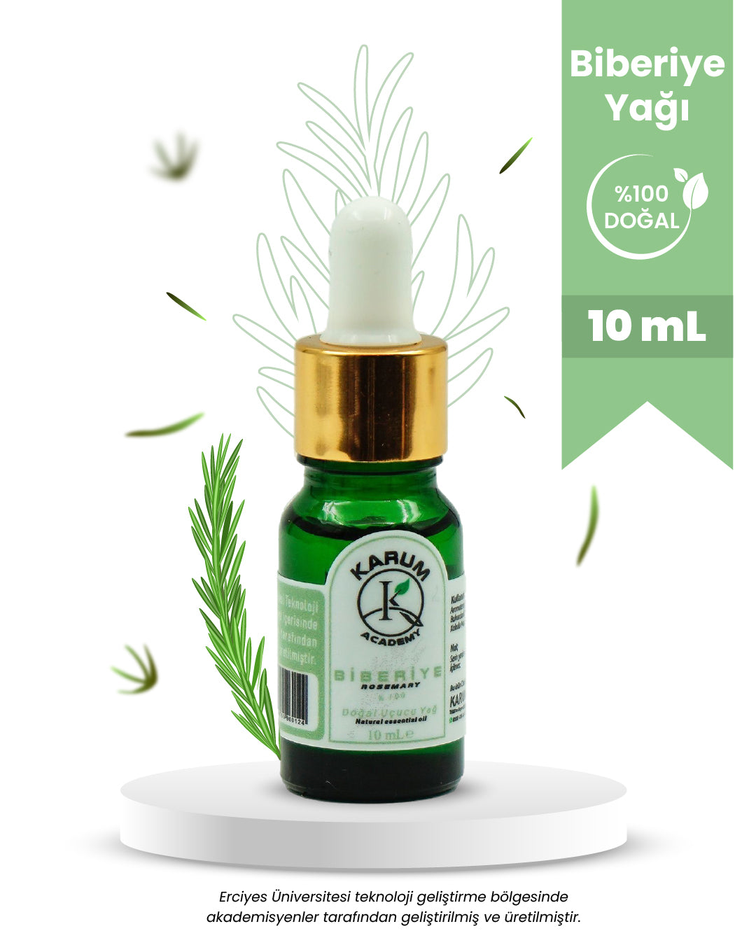 Aromaterapi %100 Doğal Cam Damlalıklı (Zindeliğin ve Canlılığın Doğal Kaynağı) Biberiye Uçucu Yağ 10ml