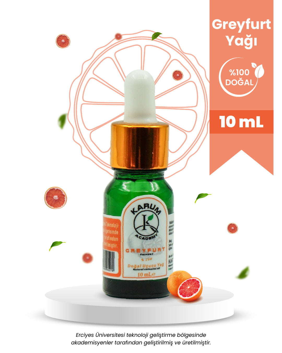 Aromaterapi %100 Doğal Cam Damlalıklı (Enerji ve Tazelik Kaynağı) Greyfurt Uçucu Yağ 10ml