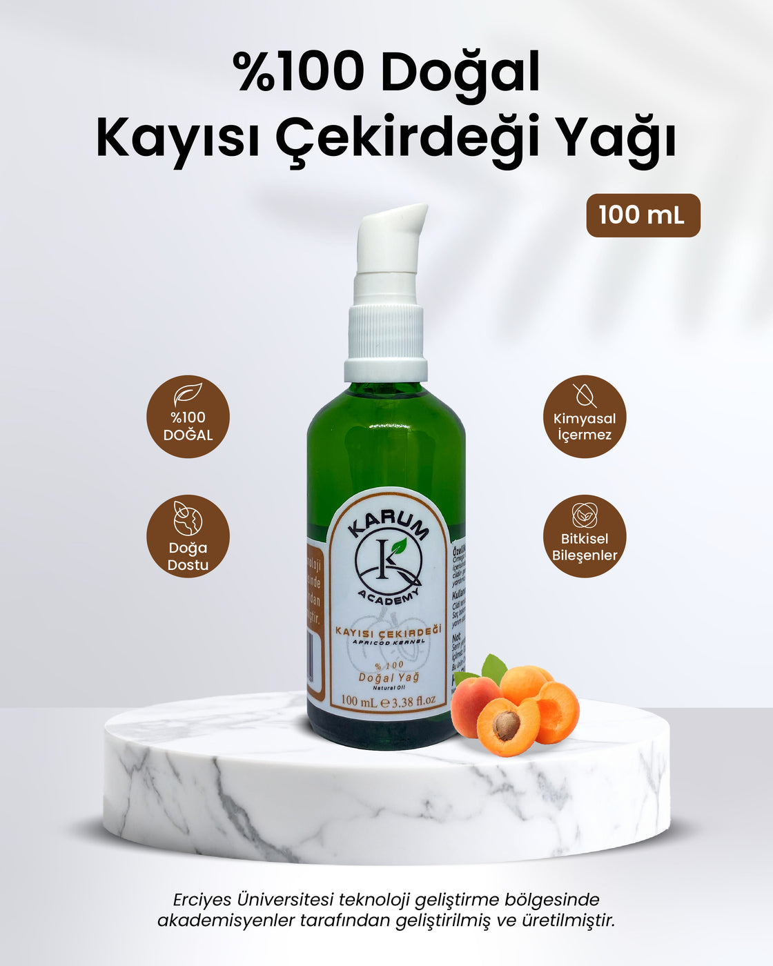 Karum Academy Kayısı Çekirdeği Yağı – %100 Saf, Soğuk Sıkım ve Cilt Dostu Doğal Yağ