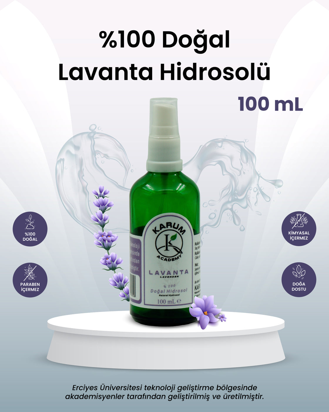 Lavanta Hidrosolü %100 Doğal & Saf Bitki Suyu Doğal sakinlik ve ferahlık şimdi lavantanın huzur veren etkisiyle! 100mL