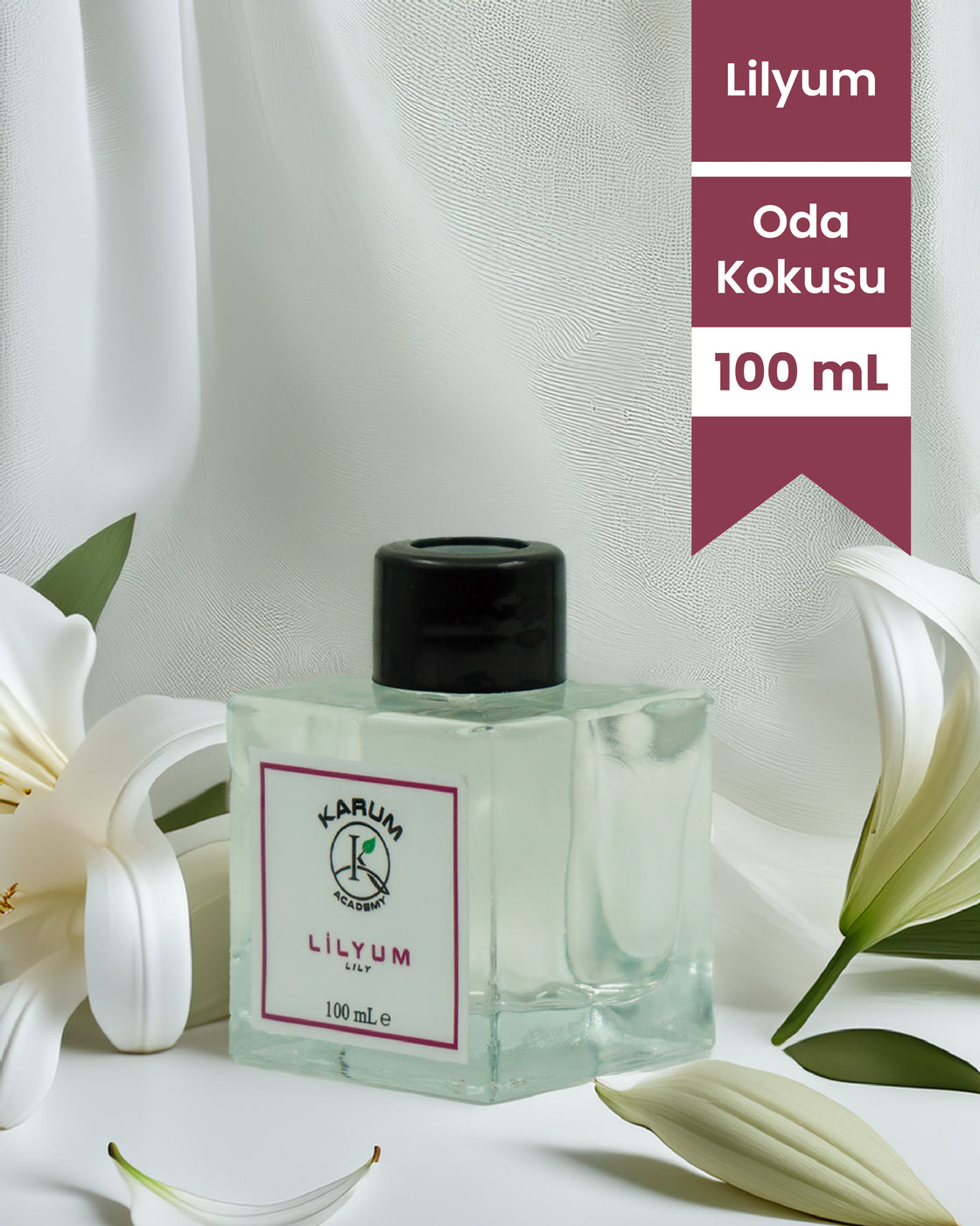 Lilyum (Zarif ve Ferahlatıcı Çiçek Esintisi) Çubuklu Kare Oda Kokusu 100ml