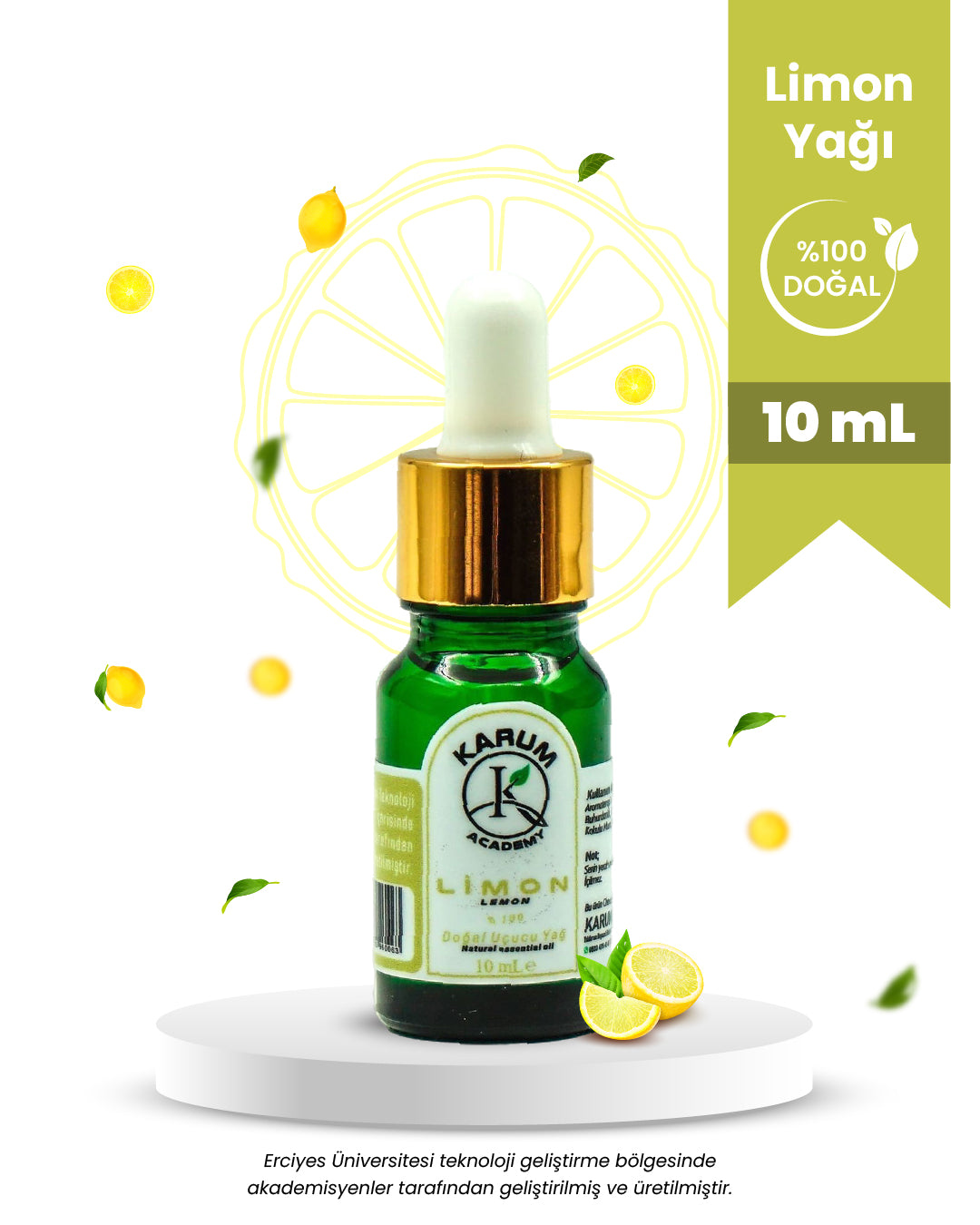 Aromaterapi %100 Doğal Cam Damlalıklı (Tazelik ve Arınma Kaynağı) Limon Uçucu Yağ 10ml