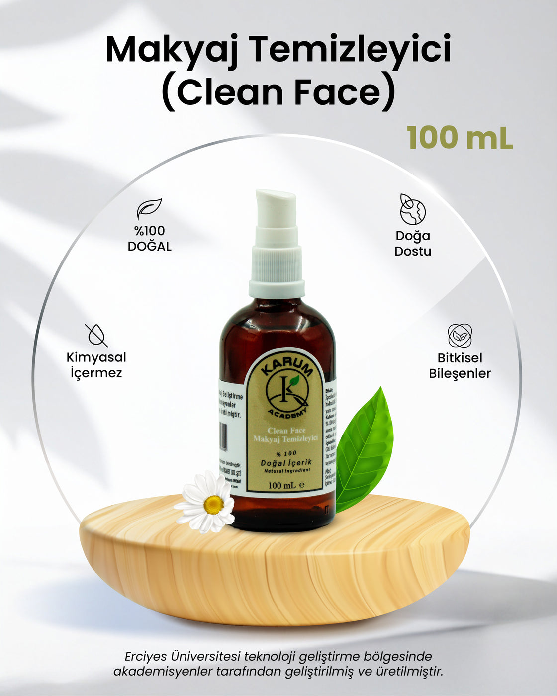Aromaterapi %100 Doğal Uçucu Yağ ve Hidrosol (Hassas, etkili ve bitkisel bir temizlik deneyimi) İçerikli Makyaj Temizleyici (Özel Formülasyon) 100 mL