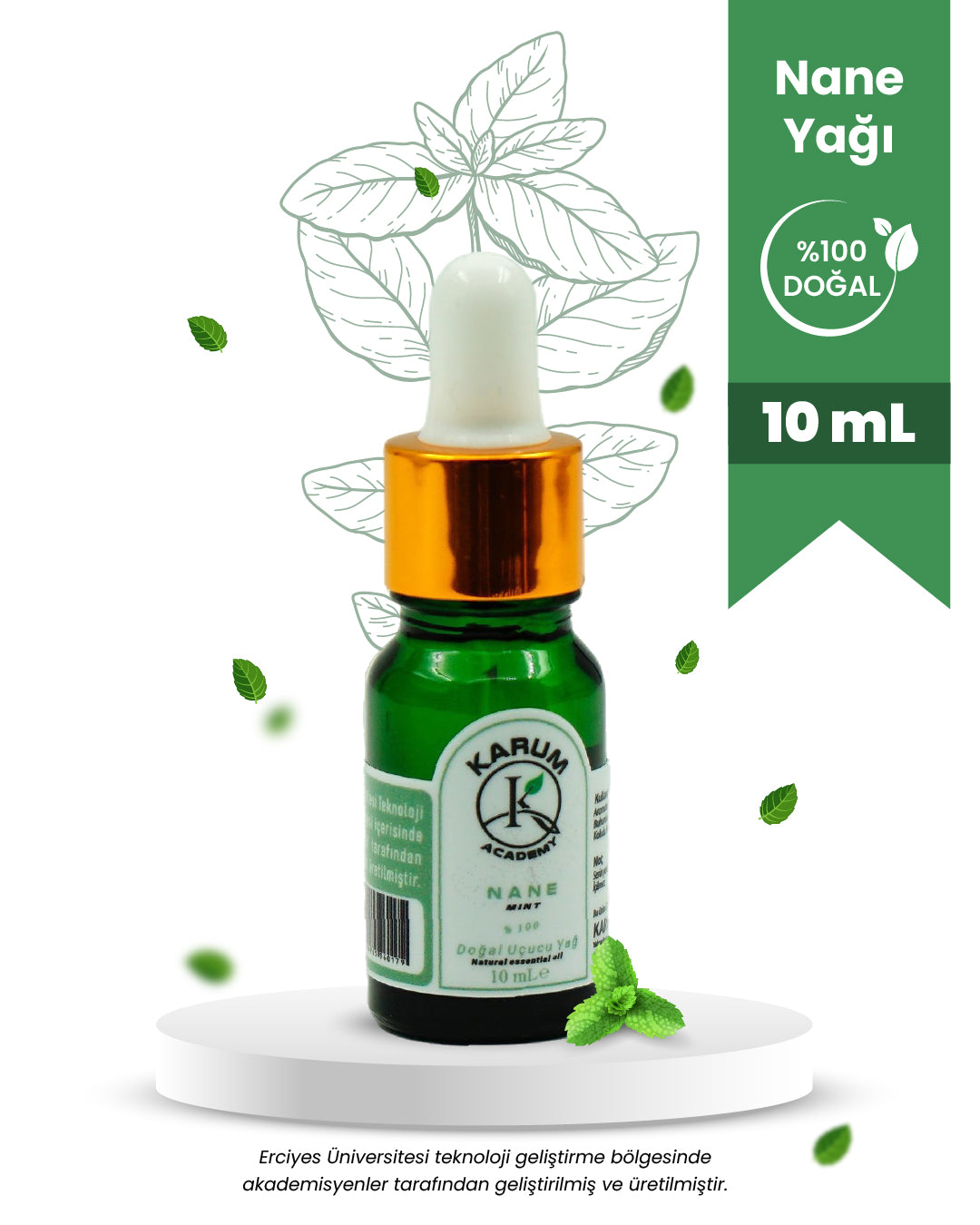 Aromaterapi %100 Doğal Cam Damlalıklı (Ferahlığın ve Canlılığın Gücü) Tıbbi Nane Uçucu Yağ 10ml