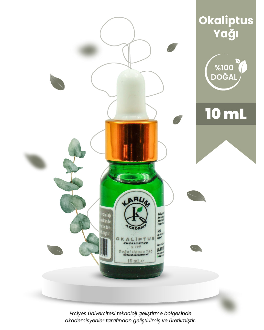 Aromaterapi %100 Doğal Cam Damlalıklı (Doğanın Ferah Nefesi) Okaliptus Uçucu Yağ 10ml