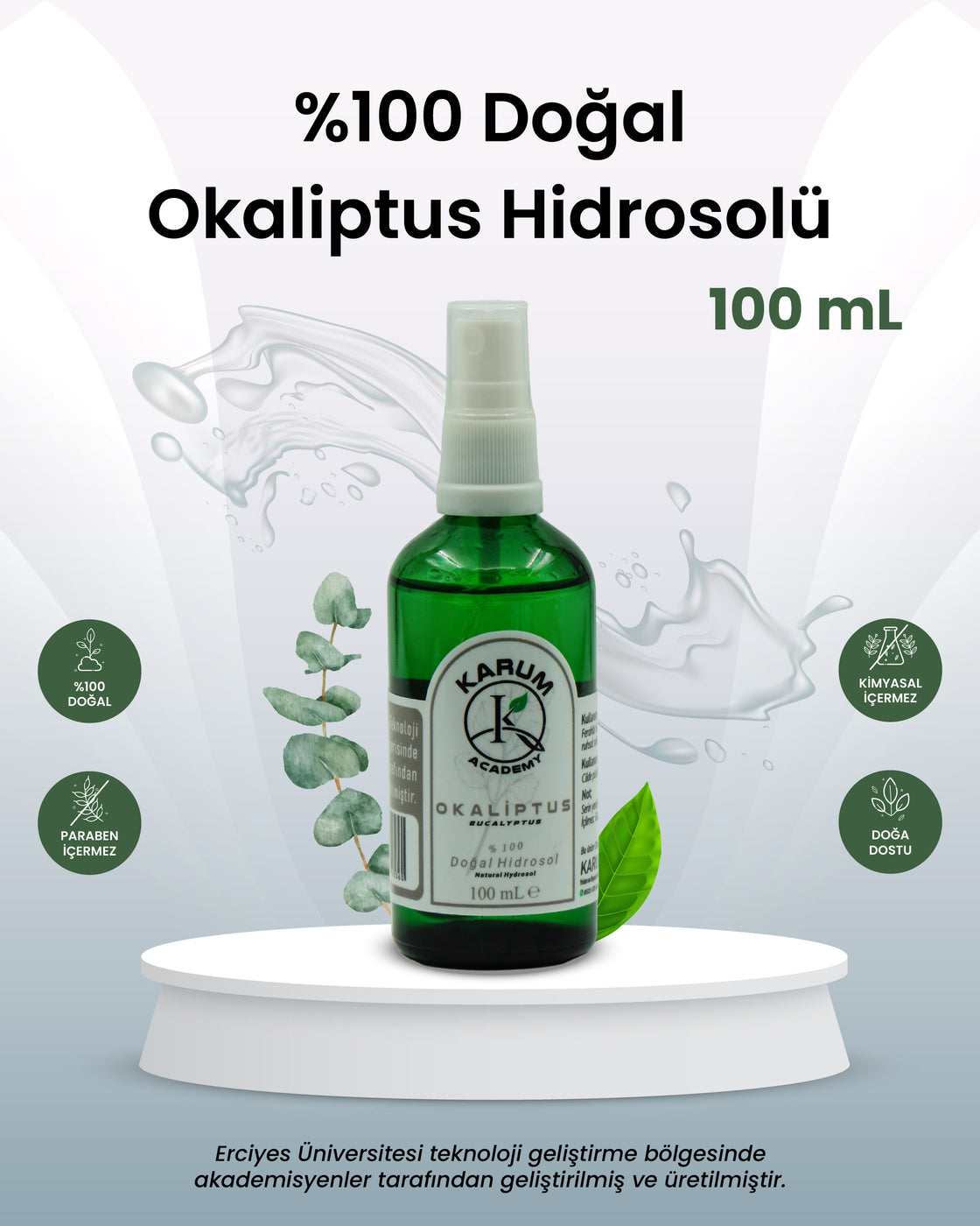 Okaliptus Hidrosolü %100 Doğal & Saf Bitki Suyu Ferahlatıcı ve Arındırıcı Doğal Bitki Suyu 100mL