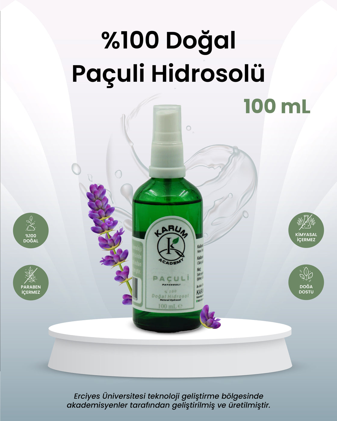Paçuli Hidrosolü %100 Doğal & Saf Bitki Suyu Doğadan gelen güçlü dengeleyici etki 100mL
