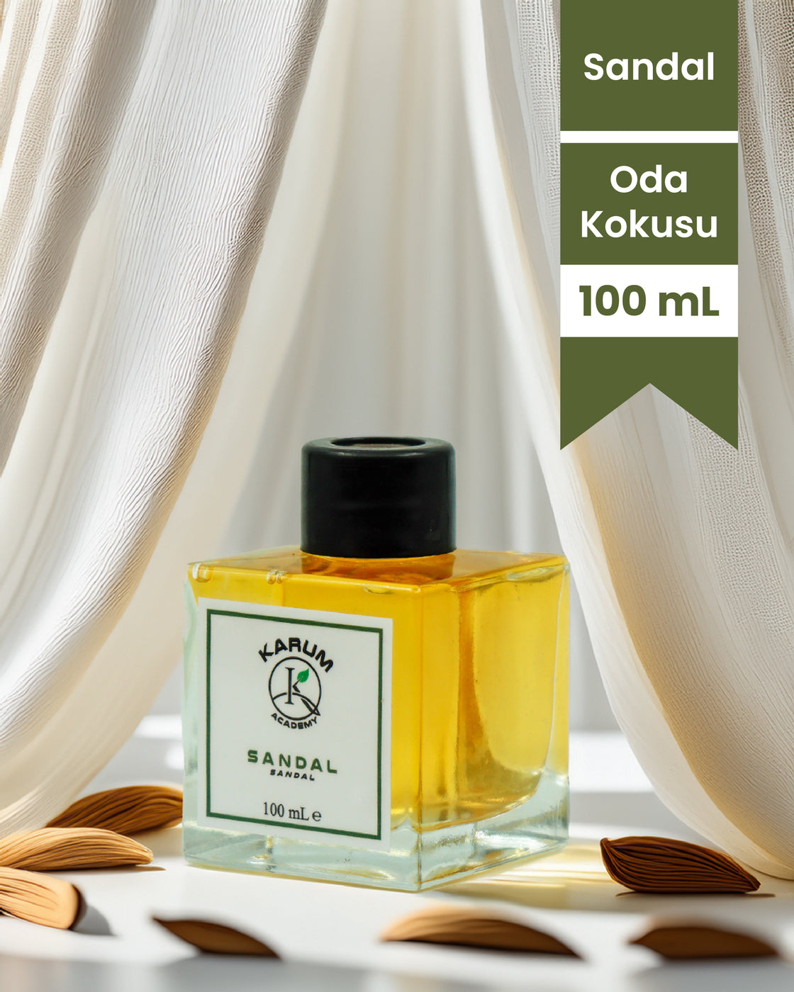 Sandal (DERİNLİK, SAKİNLİK VE DOĞAL ASALET) Çubuklu Kare Oda Kokusu 100ml