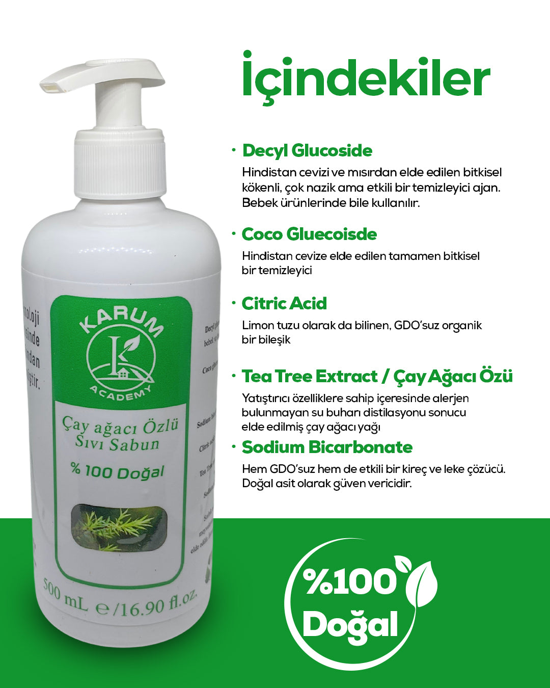 🌱 %100 Doğal Çay Ağacı Yağlı Sıvı Sabun – Arındırıcı ve Ferahlatıcı Temizlik