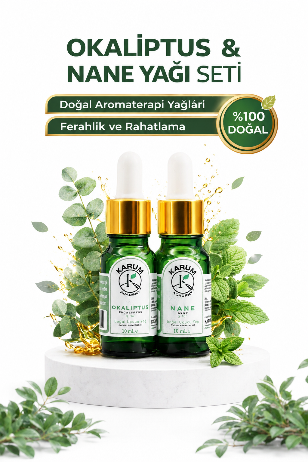 Okaliptus & Nane %100 Saf Uçucu Yağ 2'li Set Doğal Aromaterapi Yağı 2x10 ml