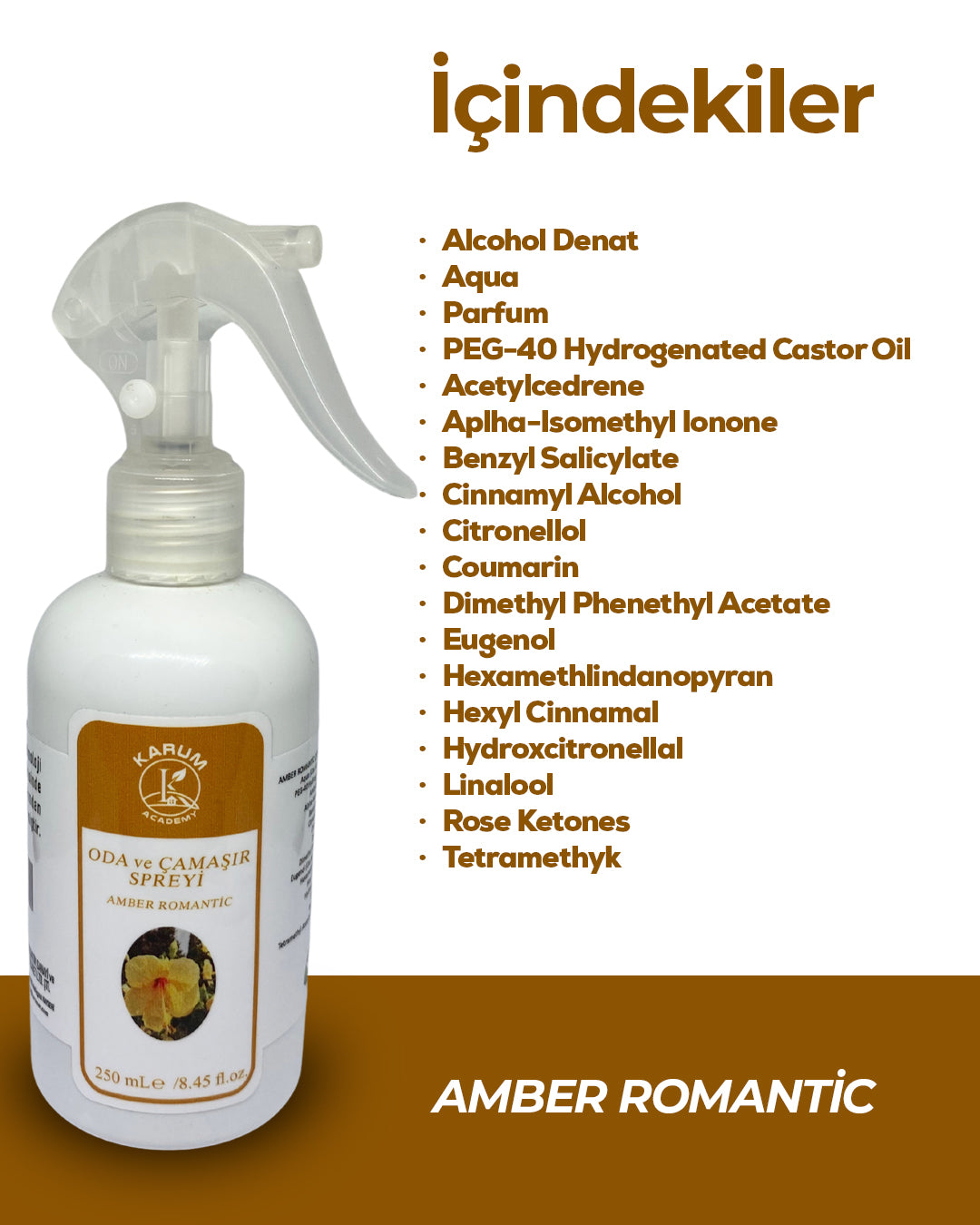 Amber Romantic Oda ve Çamaşır Spreyi – Sıcak, Romantik ve Etkileyici Bir Dokunuş 250mL