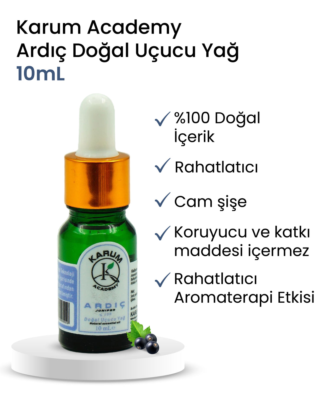Aromaterapi %100 Doğal Cam Damlalıklı (Arınmanın ve Dengenin Doğal Gücü) Ardıç Uçucu Yağ 10ml