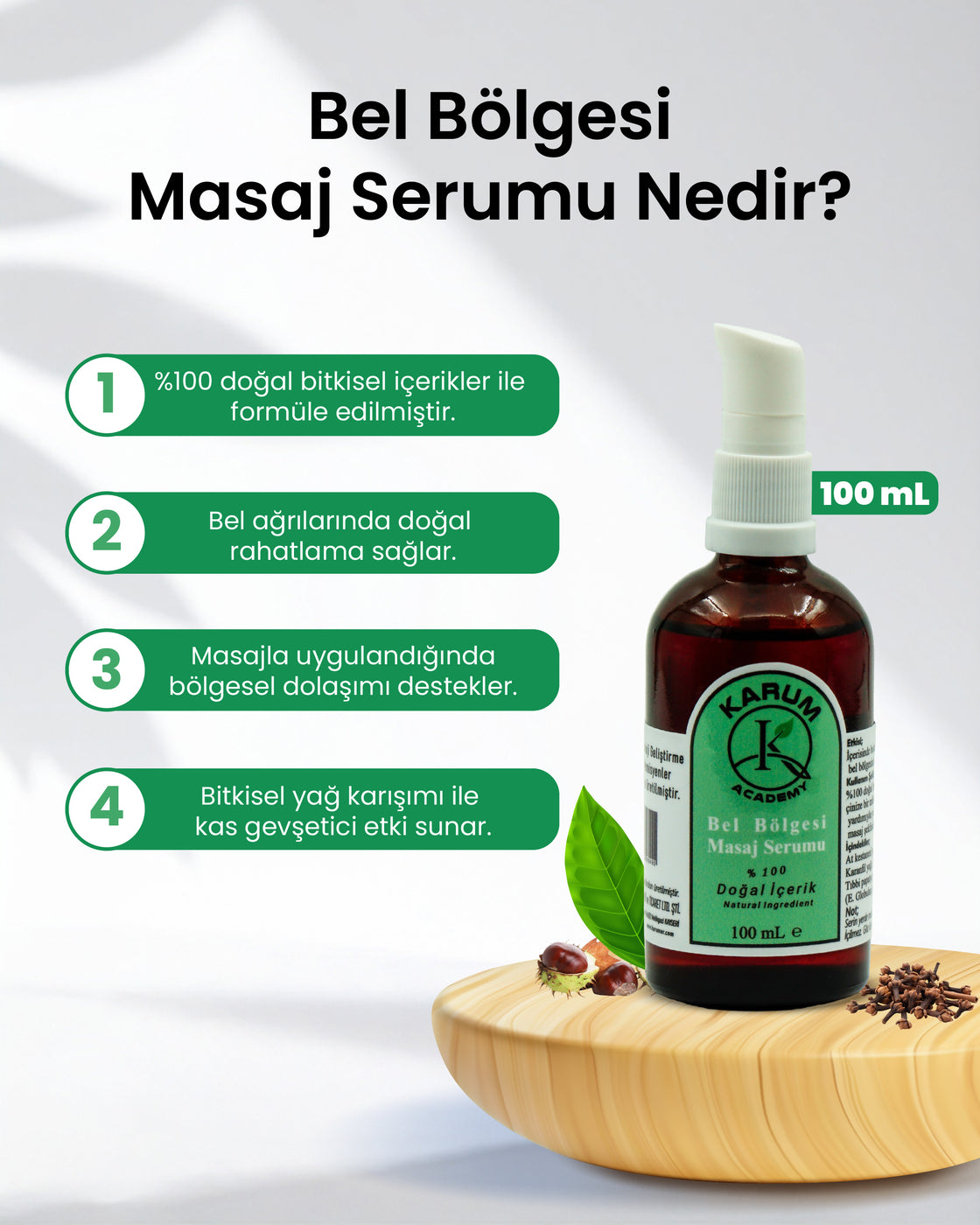 Aromaterapi %100 Doğal Uçucu Yağ Içerikli (Gerginliği azalt. Kaslarını yumuşat. Doğal rahatlama ile tanış) Bel Bölgesi Masaj Serumu (ÖZEL FORMÜLASYON) 100 ml