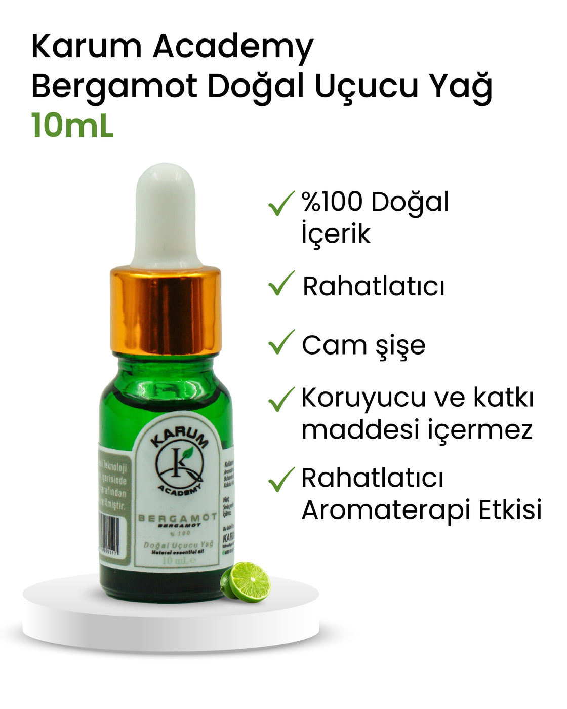 Aromaterapi %100 Doğal Cam Damlalıklı (Dinginlik ve Ferahlığın Simgesi) Bergamot Uçucu Yağ 10ml