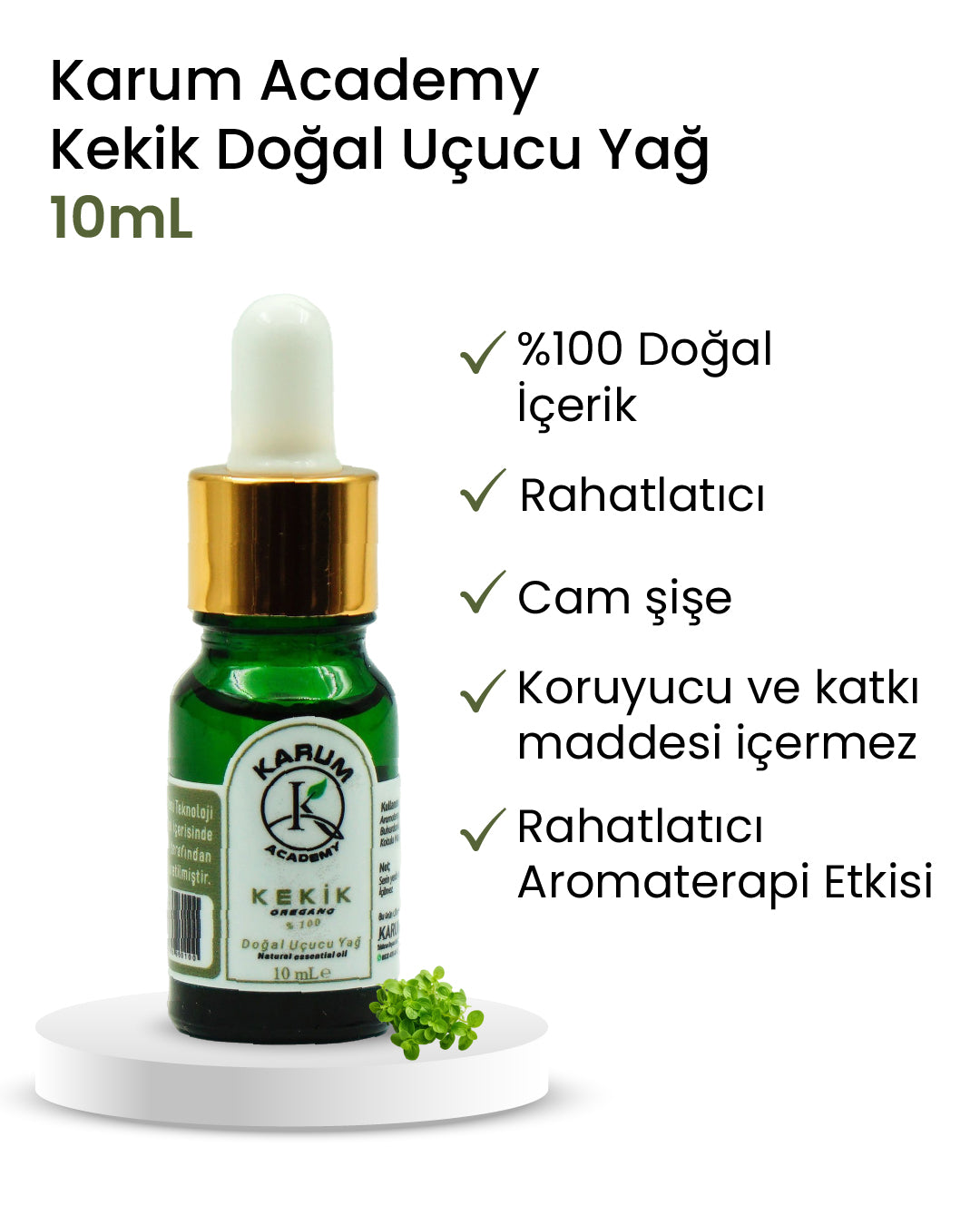 Aromaterapi %100 Doğal Cam Damlalıklı (Doğadan Gelen Güçlü Koruma) Kekik Uçucu Yağ 10ml
