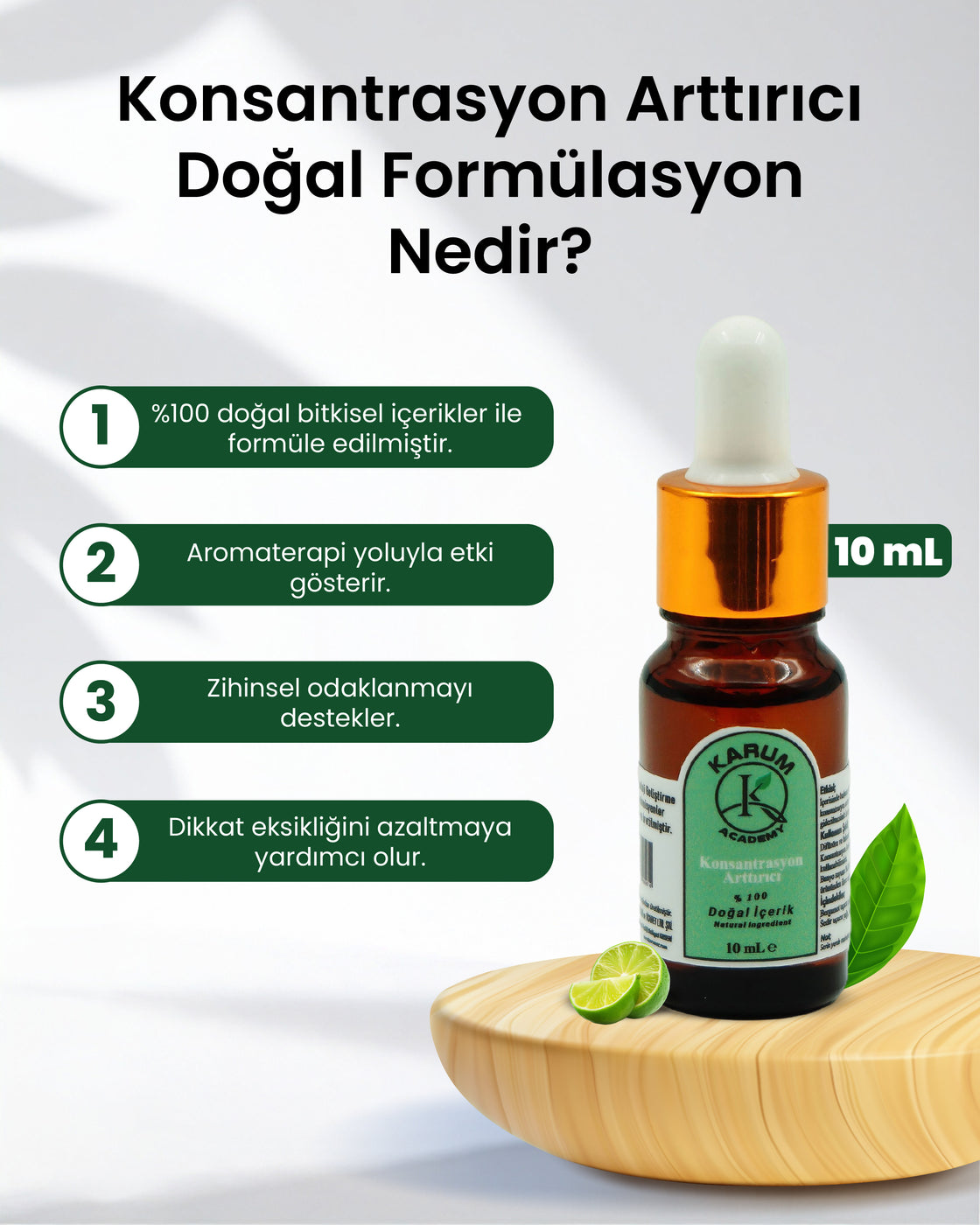 Aromaterapi-Sinerji %100 Doğal Cam Damlalıklı ( Zihnini Aç, Odağını Yükselt, Net Düşün.) Konsantrasyon Artırıcı Buhurdanlık ve Difüzör 10ml