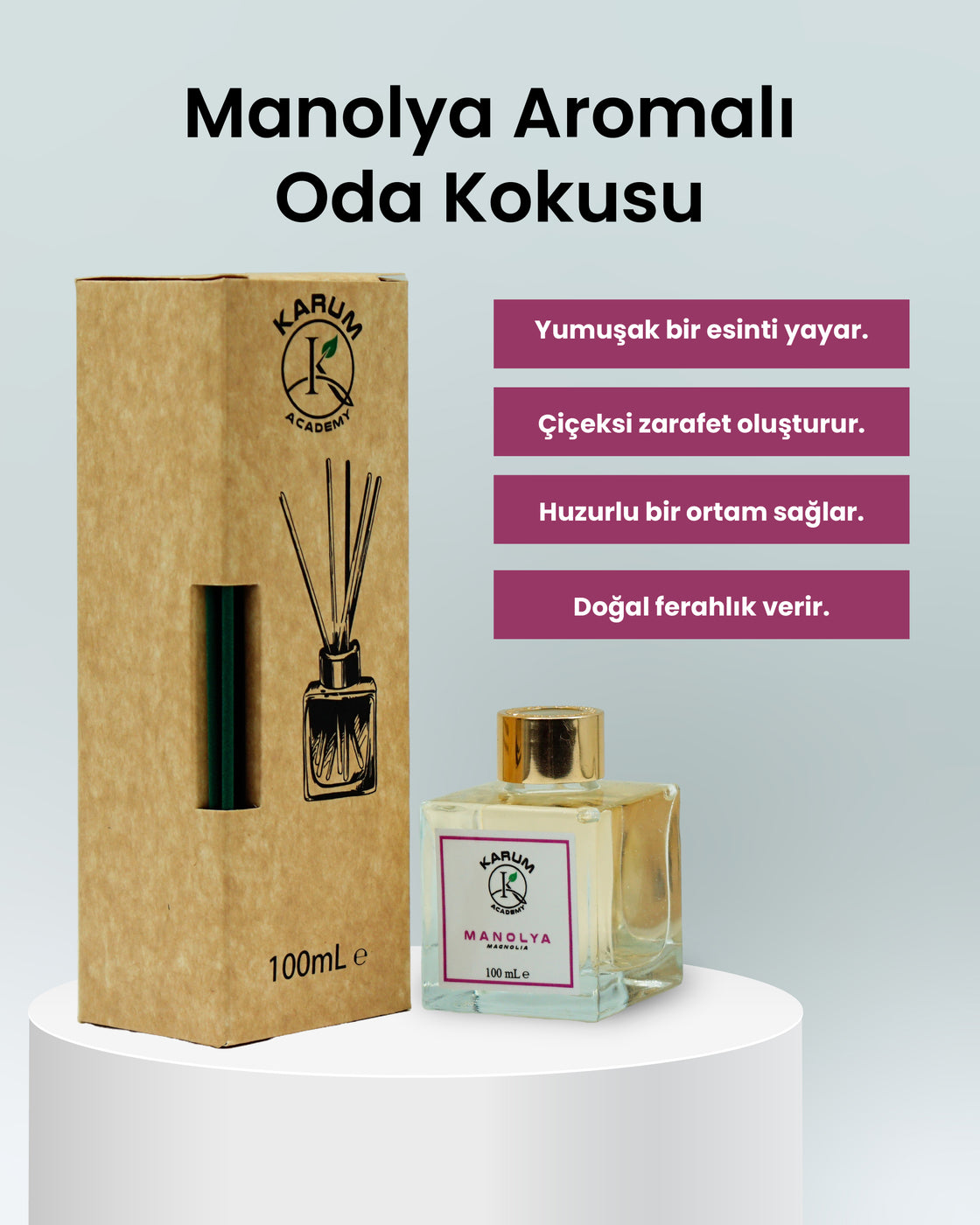 Manolya (DOĞADAN ILHAM ALAN FERAHLIK) Çubuklu Kare Oda Kokusu 100ml