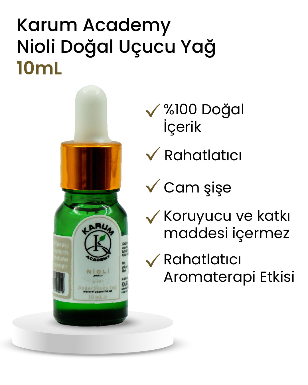 Aromaterapi %100 Doğal Cam Damlalıklı ( Doğal Koruma ve Arınma)  Nioli Uçucu Yağ 10ml