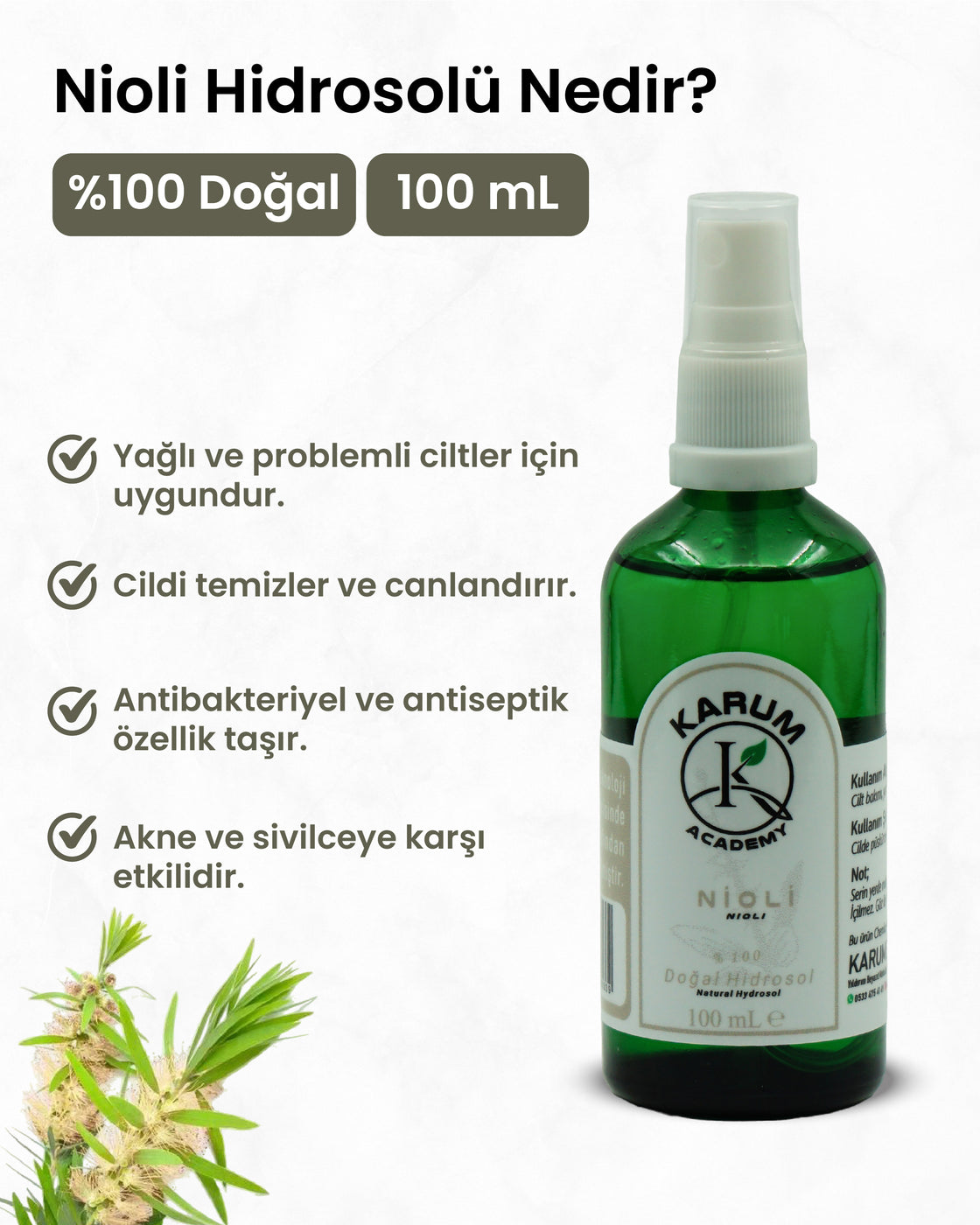 Nioli Hidrosolü %100 Doğal & Saf Bitki SuyuNioli Hidrosolü – %100 Doğal & Saf Bitki SuyuDoğal Arındırıcı & Cilt Koruyucu Bitki Suyu 100mL