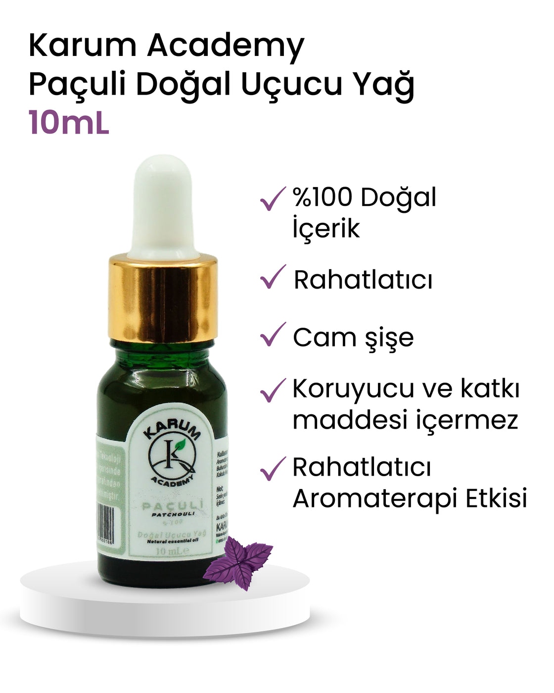 Aromaterapi %100 Doğal Cam Damlalıklı (Toprağın Derin Dengesi) Paçuli Uçucu Yağ 10ml