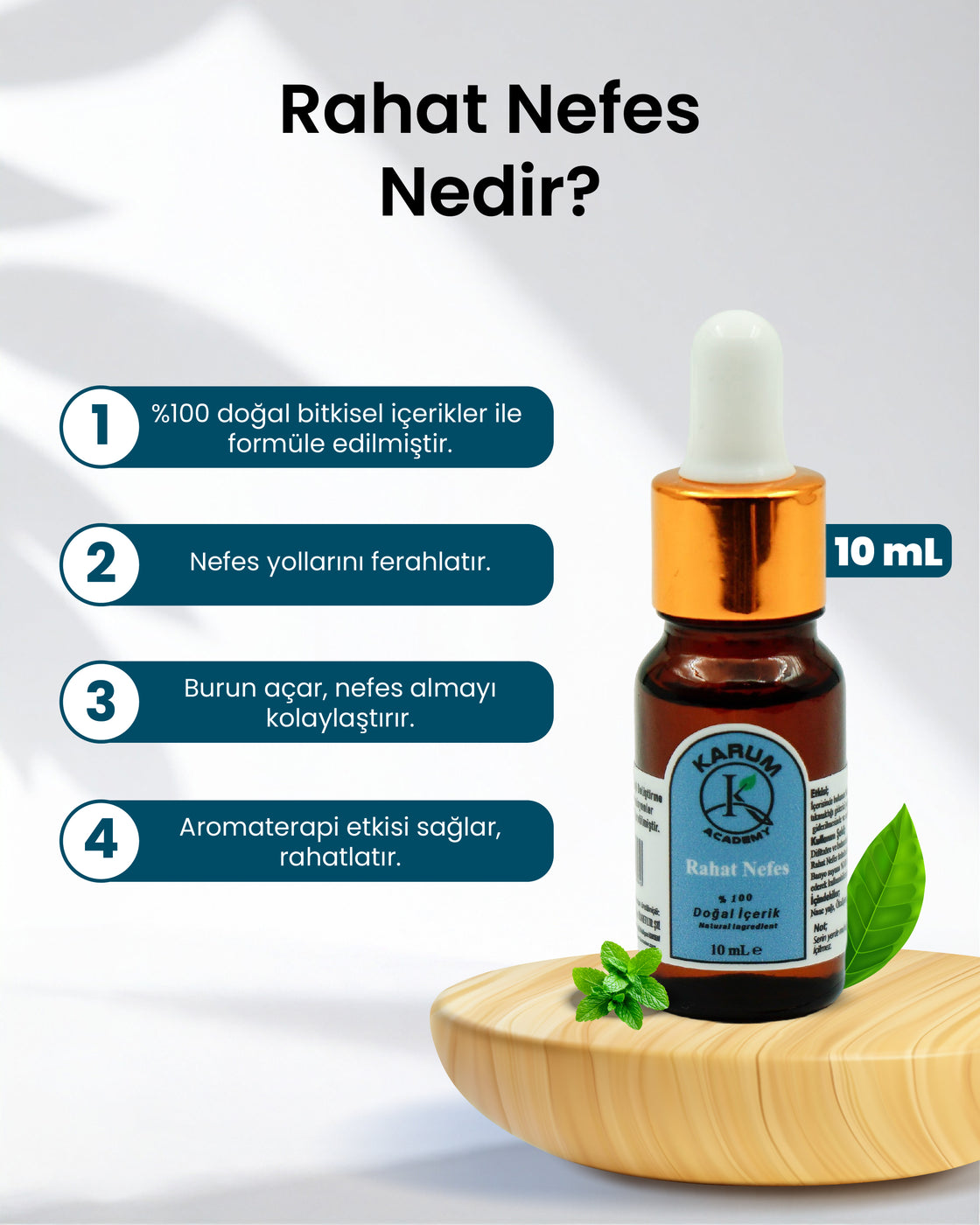 Aromaterapi-Sinerji %100 Doğal Cam Damlalıklı (Derin bir nefes alın. Tazelenin) Hafifleyin. Rahat Nefes Buhurdanlık Difüzör 10ml