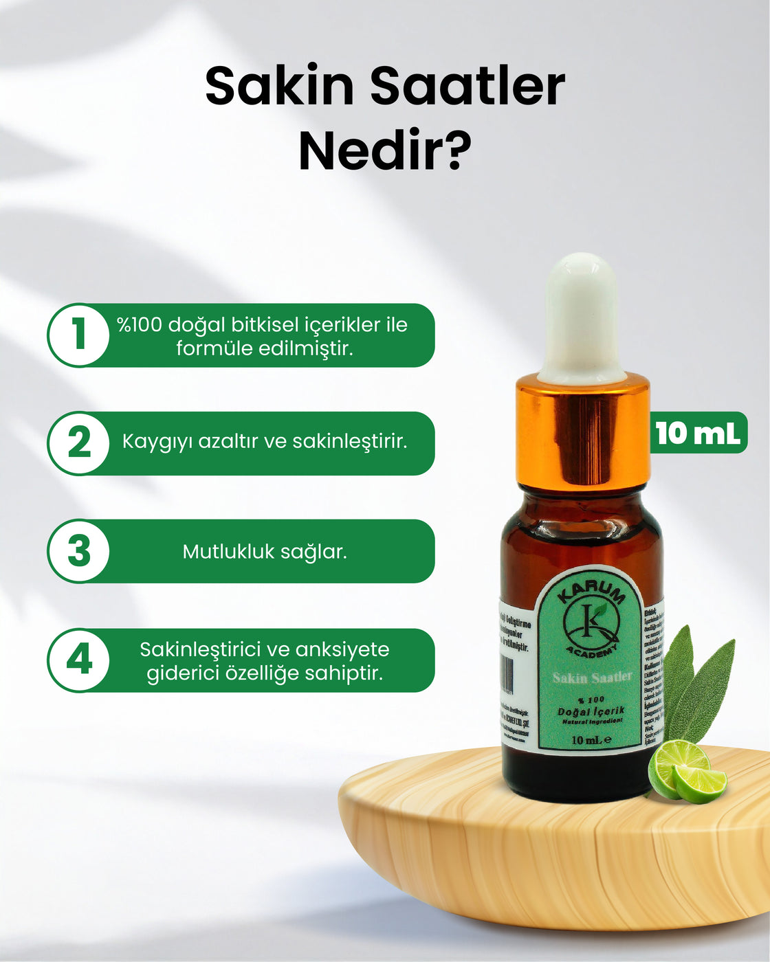 Aromaterapi-Sinerji %100 Doğal Cam Damlalıklı (Yavaşla. Derin bir nefes al. Anda kal.) Sakin Saatler Buhurdanlık, Difüzör 10ml