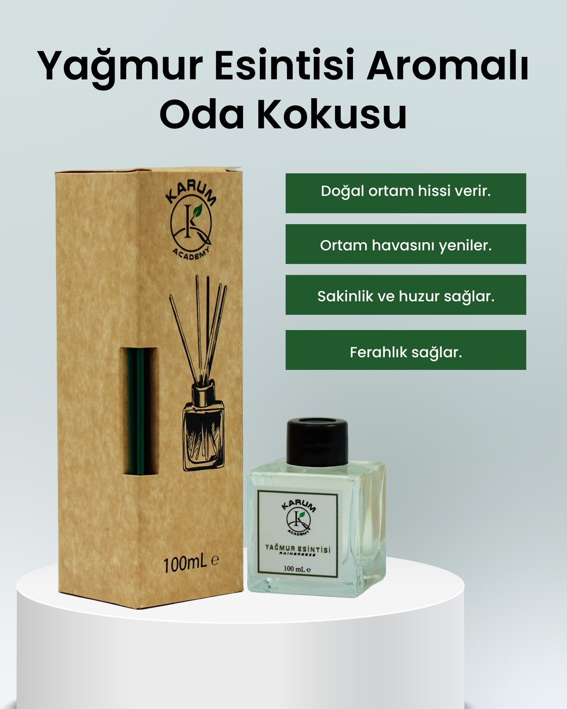 Yağmur Esintisi (Doğanın Taze Nefesi Evinizde) Çubuklu Kare Oda Kokusu 100ML