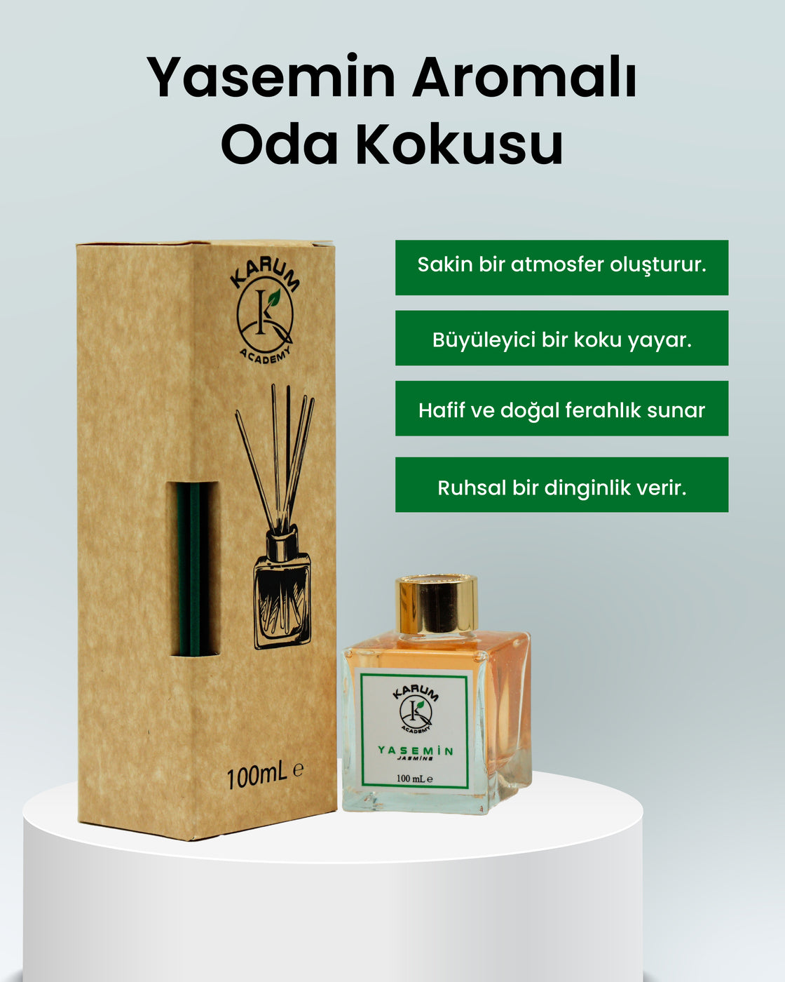 Yasemin (Doğanın Ferahlığını Evinize Taşıyın) Çubuklu Kare Oda Kokusu 100ML