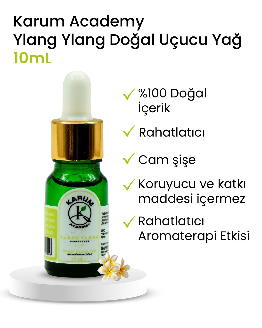 Aromaterapi %100 Doğal Cam Damlalıklı(Duyulara Hitap Eden Egzotik Güç) Ylang Ylang Uçucu Yağ 10ml