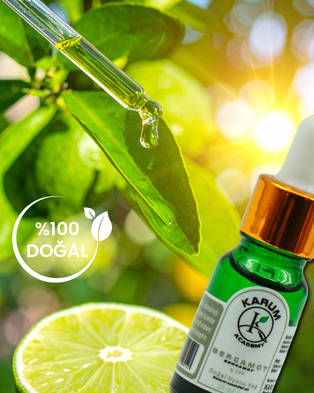 Aromaterapi %100 Doğal Cam Damlalıklı (Dinginlik ve Ferahlığın Simgesi) Bergamot Uçucu Yağ 10ml