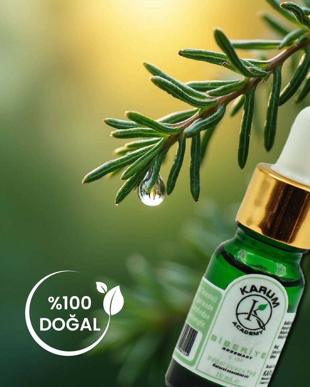 Aromaterapi %100 Doğal Cam Damlalıklı (Zindeliğin ve Canlılığın Doğal Kaynağı) Biberiye Uçucu Yağ 10ml