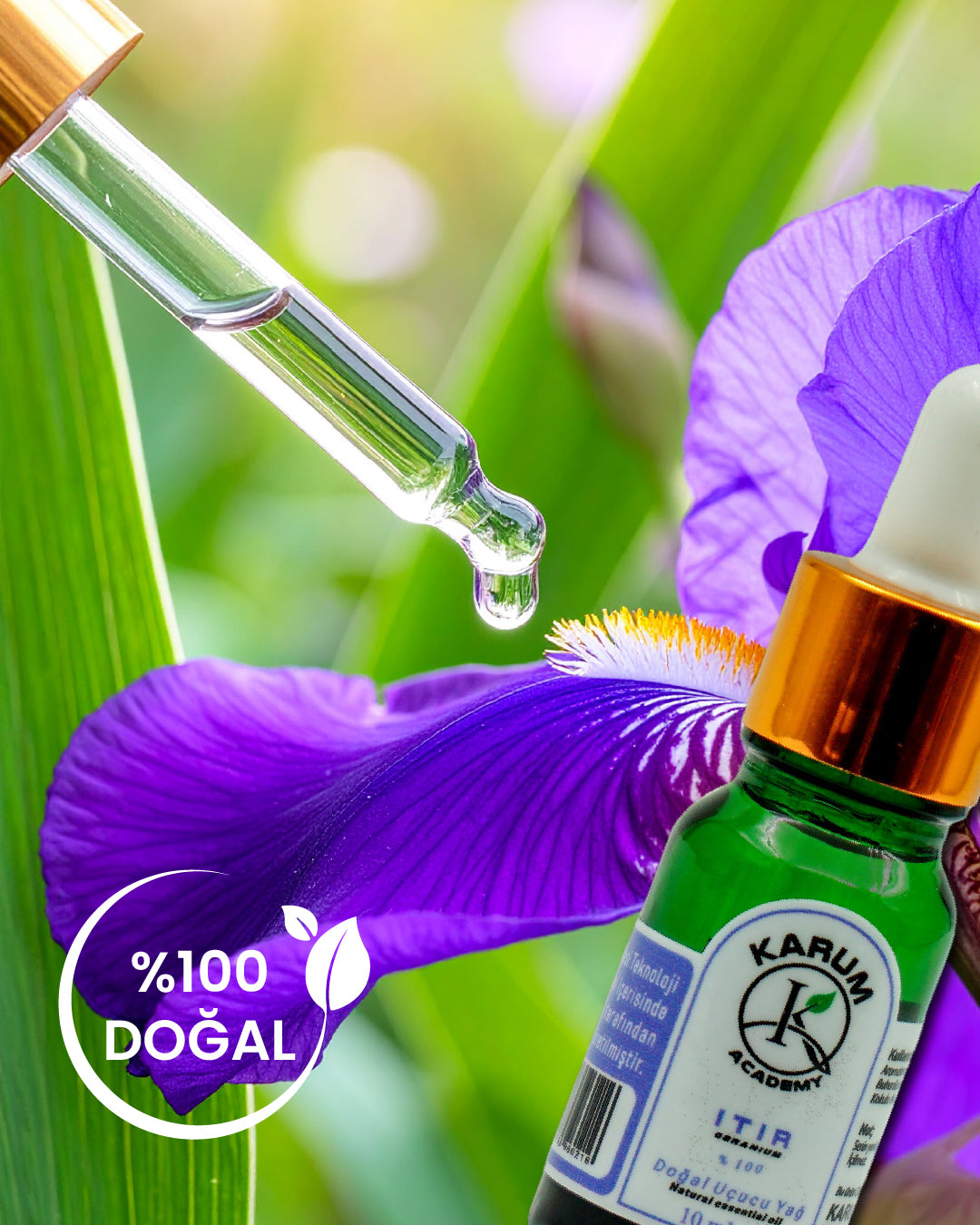 Aromaterapi %100 Doğal Cam Damlalıklı (Doğal Denge ve Zarafet) Itır Uçucu Yağ 10ml