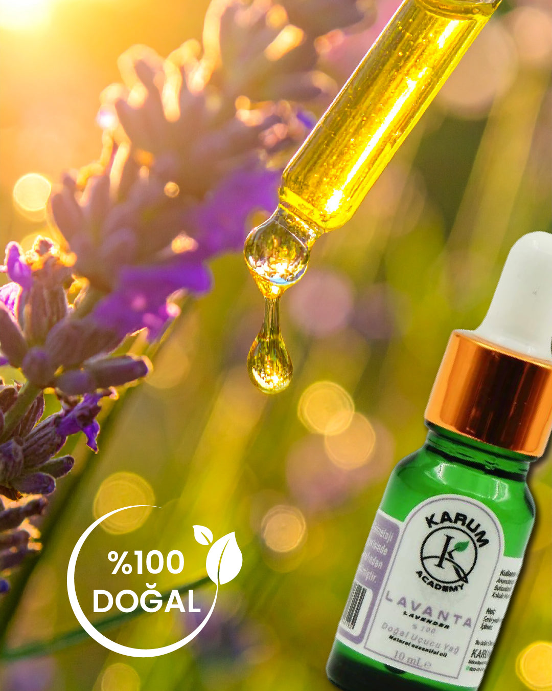 Aromaterapi %100 Doğal Cam Damlalıklı (Doğadan Gelen Huzur) Lavanta Uçucu Yağ 10ml