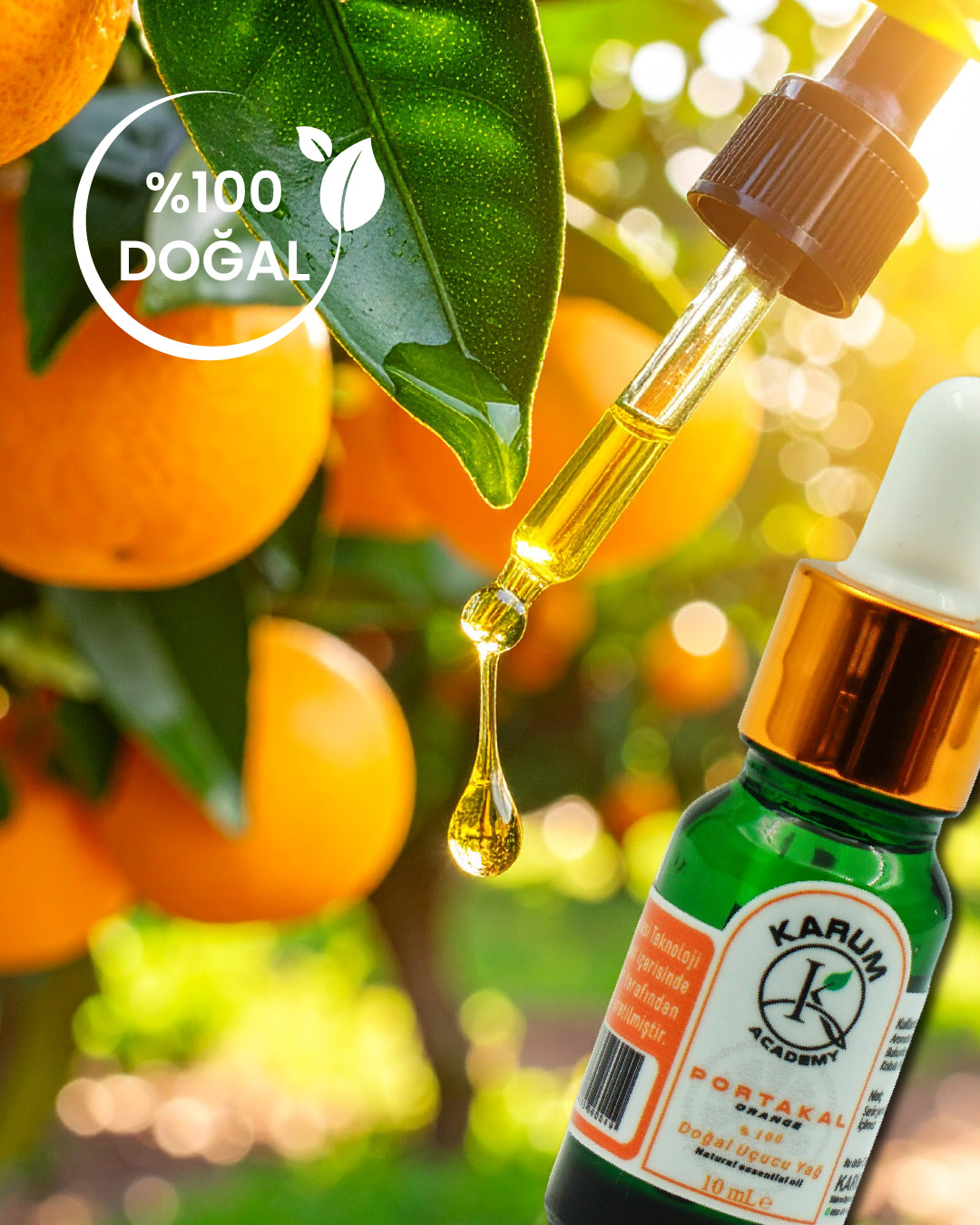 Aromaterapi %100 Doğal Cam Damlalıklı ( Neşe Veren Ferahlık) Portakal Uçucu Yağ 10ml