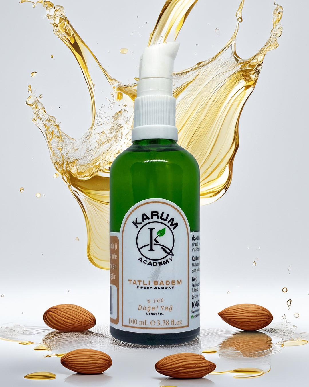 Karum Academy Tatlı Badem Yağı – %100 Saf, Soğuk Sıkım ve Çok Amaçlı Doğal Bakım Yağı 100ml