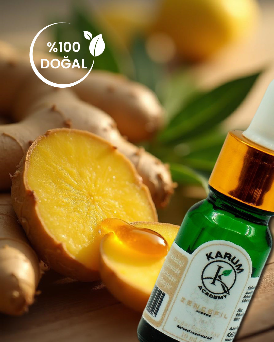 Aromaterapi %100 Doğal Cam Damlalıklı (Enerji ve Isının Doğal Kaynağı) Zencefil Uçucu Yağ 10ml