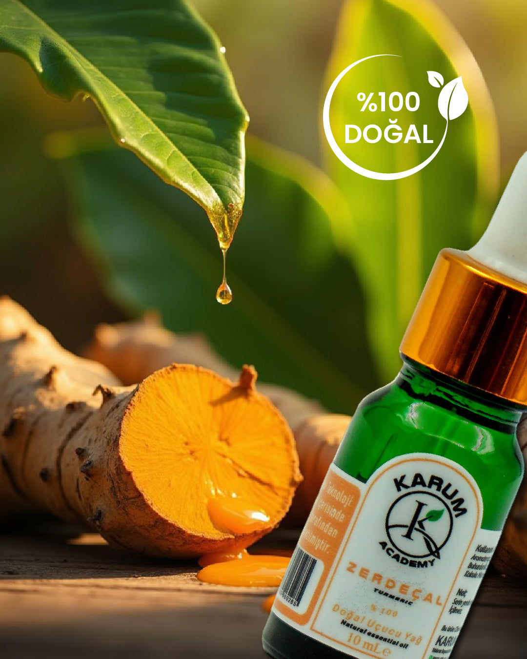 Aromaterapi %100 Doğal Cam Damlalıklı (Altın Gücün Şifası) Zerdeçal Uçucu Yağ 10ml
