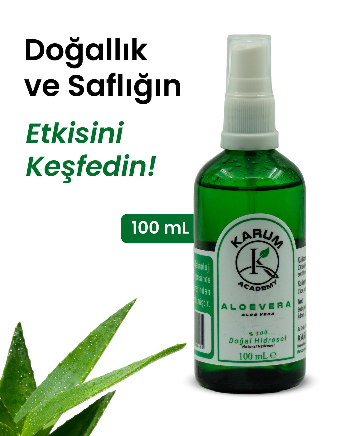 AloeVera Hidrosolü  %100 Doğal & Saf Bitki Suyu 100ml