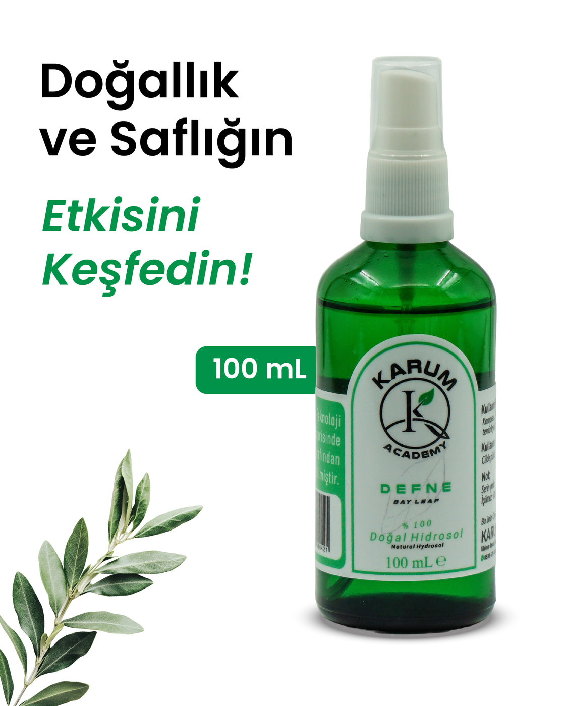 Defne Hidrosolü %100 Doğal & Saf Bitki Suyu Doğanın arındırıcı gücüyle tanışın! 100 ml
