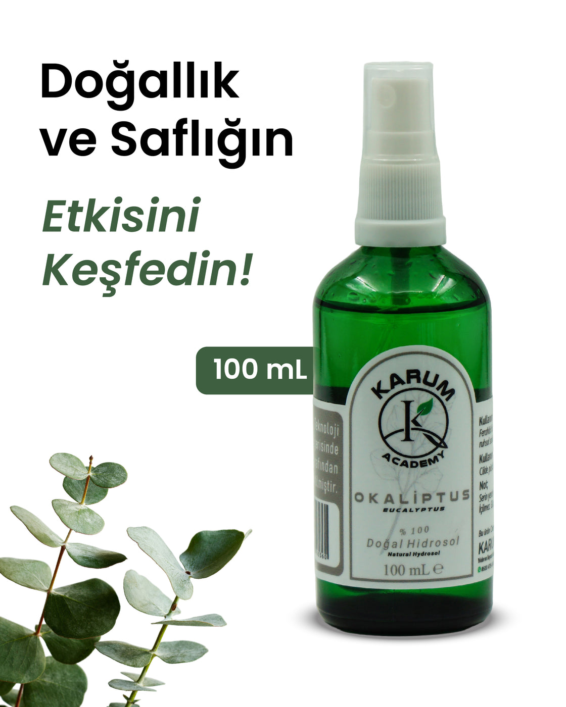 Okaliptus Hidrosolü %100 Doğal & Saf Bitki Suyu Ferahlatıcı ve Arındırıcı Doğal Bitki Suyu 100mL