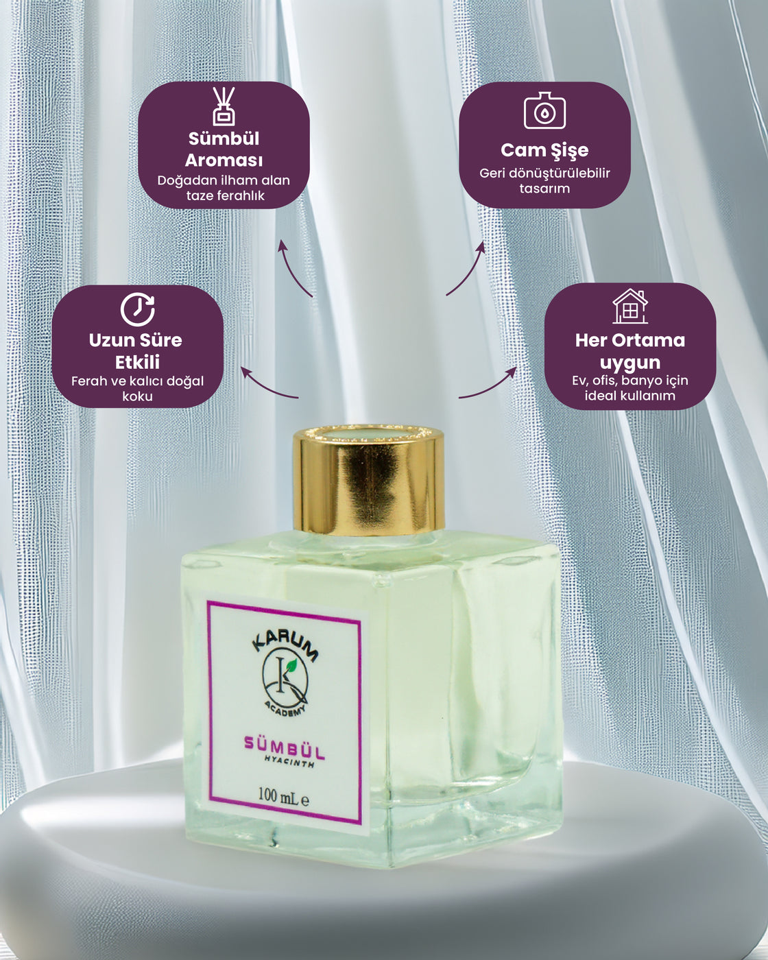 Sümbül (Baharın Ferahlatıcı Esintisi) Çubuklu Kare Oda Kokusu 100ML