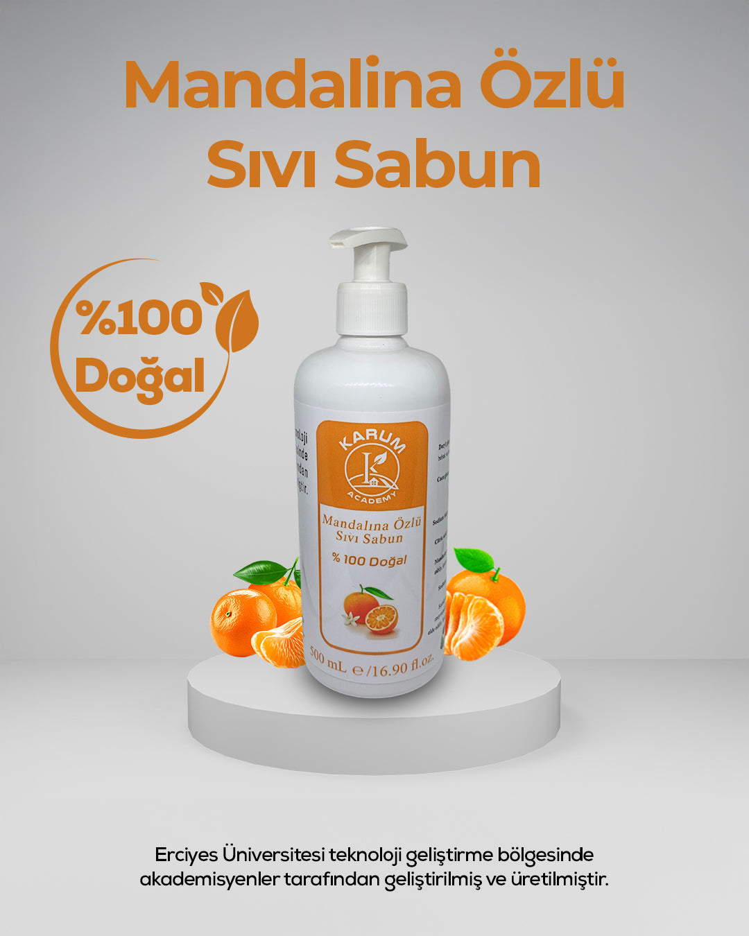 🍊 %100 Doğal Mandalina Yağlı Sıvı Sabun – Canlandırıcı & Cilt Dostu Temizlik