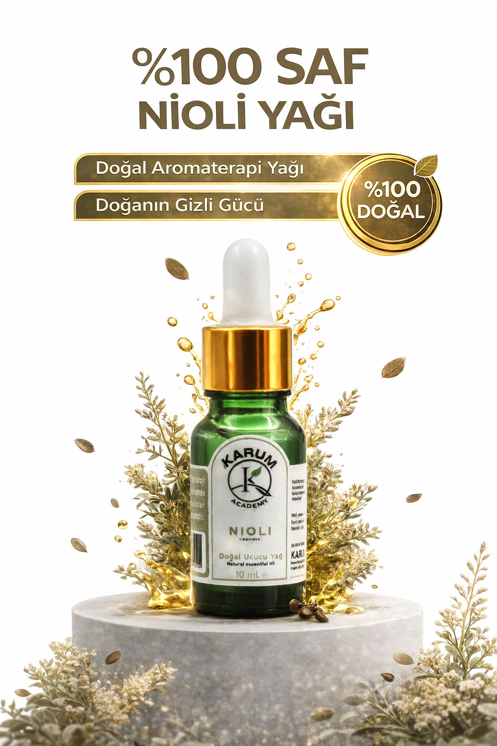 Aromaterapi %100 Doğal Cam Damlalıklı ( Doğal Koruma ve Arınma)  Nioli Uçucu Yağ 10ml