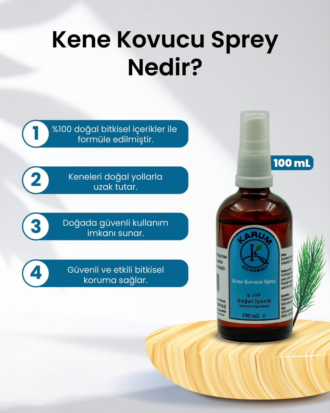 Karum Academy Aromaterapi %100 Doğal Uçucu Yağ Içerikli Kene Kovucu (ÖZEL FORMÜLASYON) 100 ml