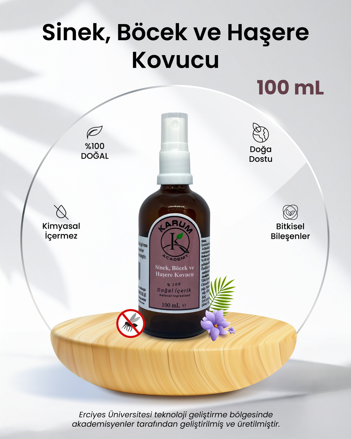 Karum Academy Doğal Sinek & Haşere Kovucu Sprey – Bitkisel ve Zenginleştirilmiş Formül, Güçlü Koruma 100ml